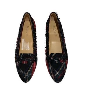 Talbots Multicolored Tartan Plaid with Fringe Point Flats Shoes Women’s Size 6.5